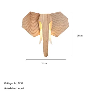 Elephant Lamps Ash Wood Wall Light Southeast Asia Bedroom Bedside Wall Lamp for Living Room Aisle Hallway Atmosphere Lustre