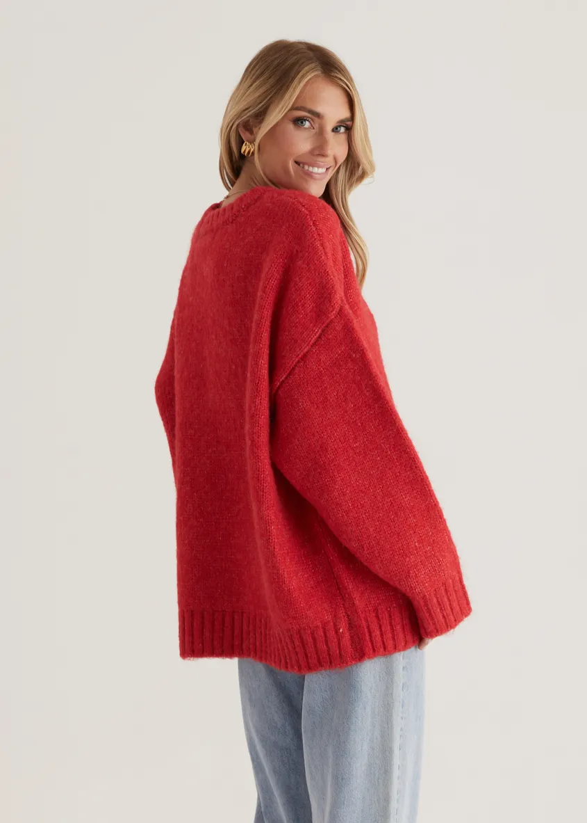 Emmerson Sweater - Cherry Red