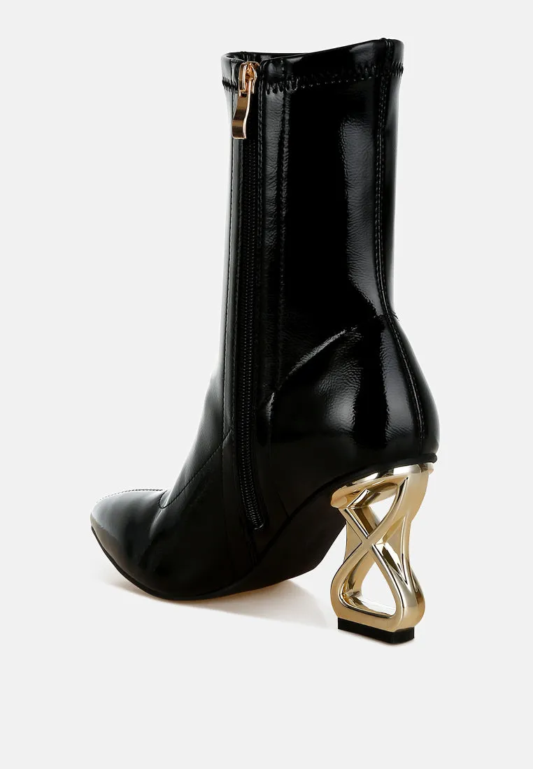 Fantasy Heel Patent Faux Leather Boots By RAG
