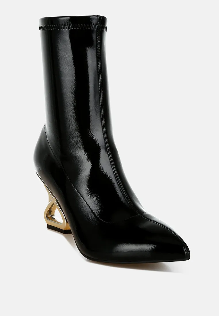 Fantasy Heel Patent Faux Leather Boots By RAG