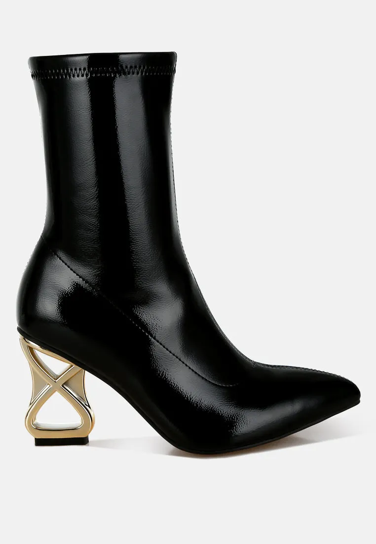 Fantasy Heel Patent Faux Leather Boots By RAG
