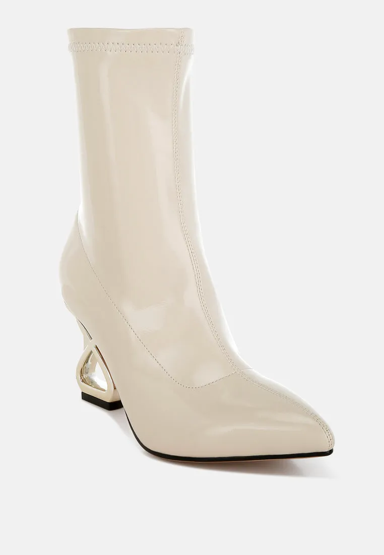 Fantasy Heel Patent Faux Leather Boots By RAG