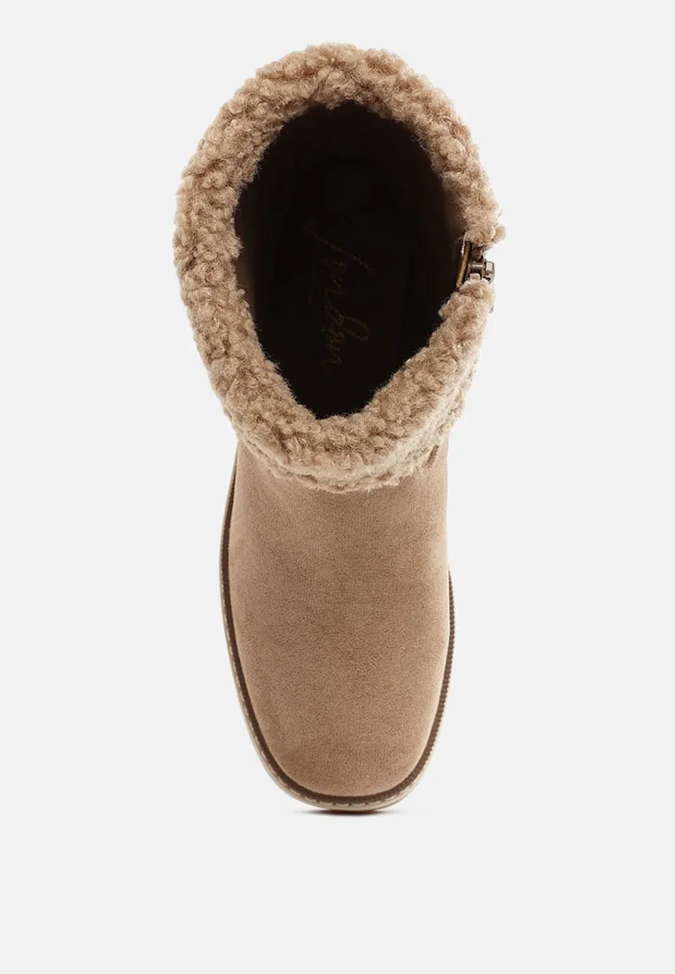 Faux Fur & Embroidery Detail Boots By RAG