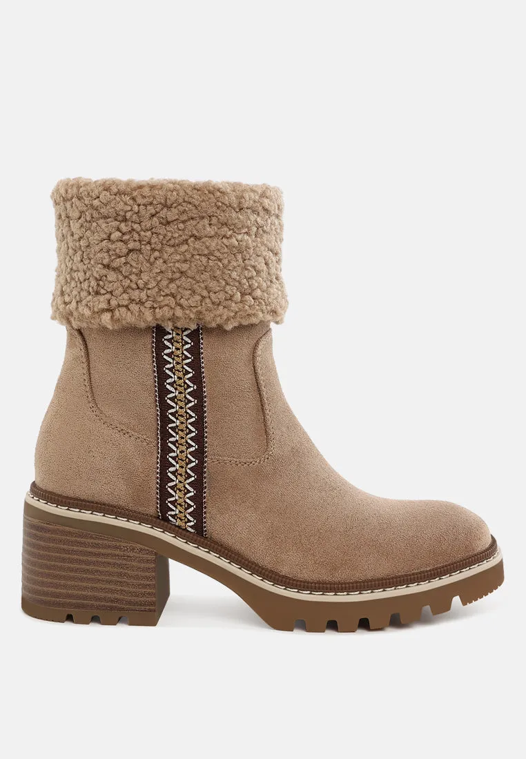 Faux Fur & Embroidery Detail Boots By RAG