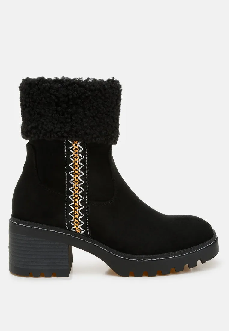 Faux Fur & Embroidery Detail Boots By RAG