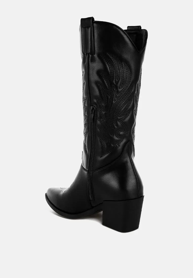 Faux Leather Long Cowboy Boots By RAG