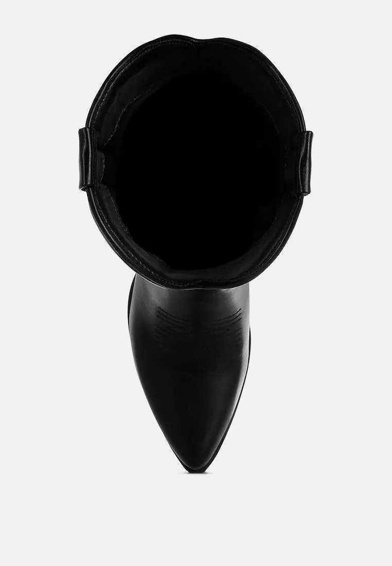 Faux Leather Long Cowboy Boots By RAG