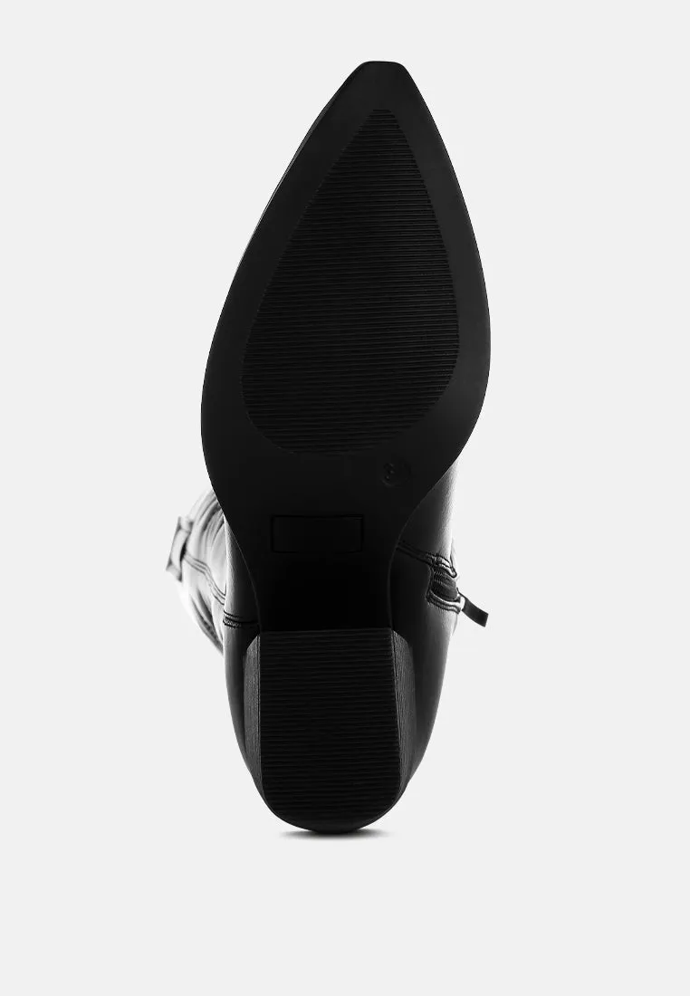 Faux Leather Long Cowboy Boots By RAG