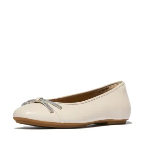 FitFlop Delicato Glitz-Bow Leather Ballet Flats - Paris Beige