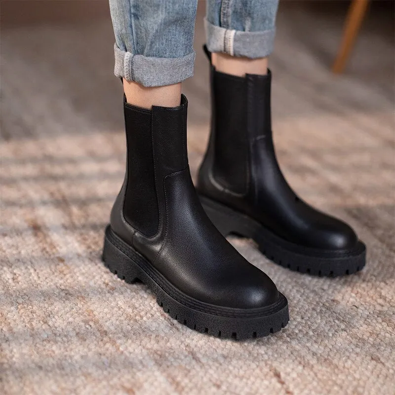 Flat Leather Boots For Women