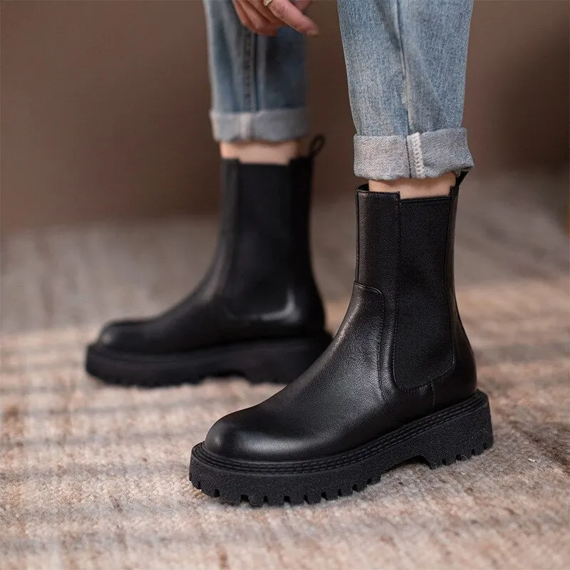 Flat Leather Boots For Women