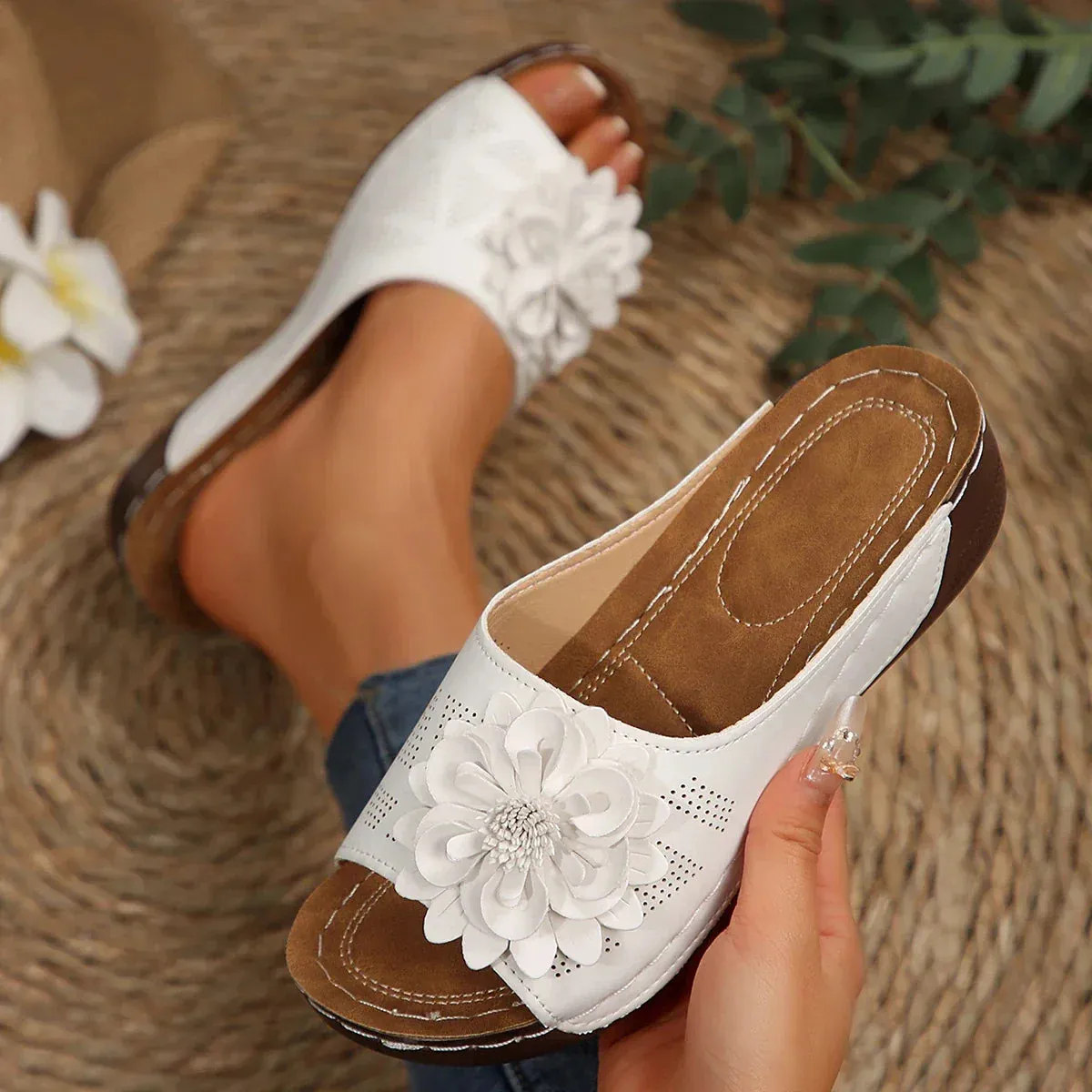 Flora | Orthopedic Flower Wedge Sandals