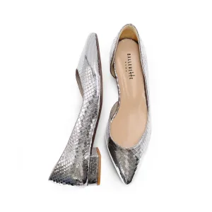 Half d'Orsay Silver Metallic Leather Ballet Flats
