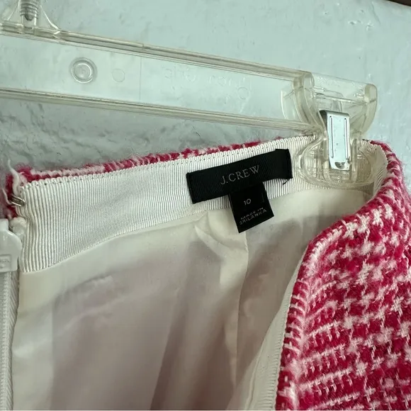 J. Crew Pink wool Houndstooth Pencil Skirt