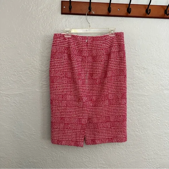 J. Crew Pink wool Houndstooth Pencil Skirt