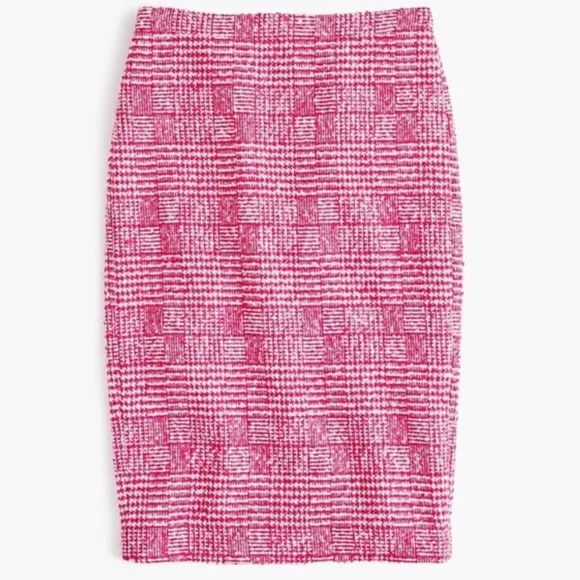 J. Crew Pink wool Houndstooth Pencil Skirt