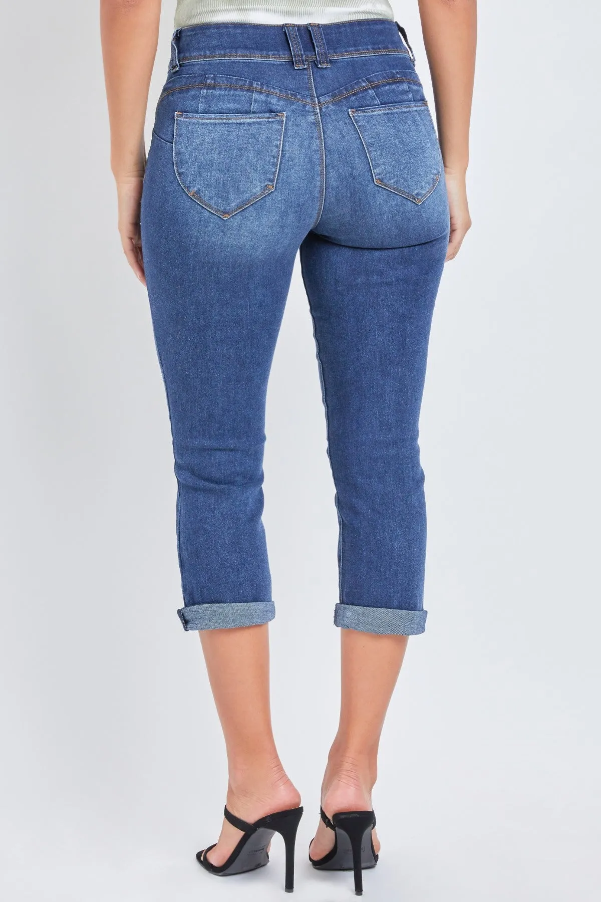 Junior Wannabettabutt 2 Button High-Rise Double Roll Up Cropped Jean, Pack Of 12