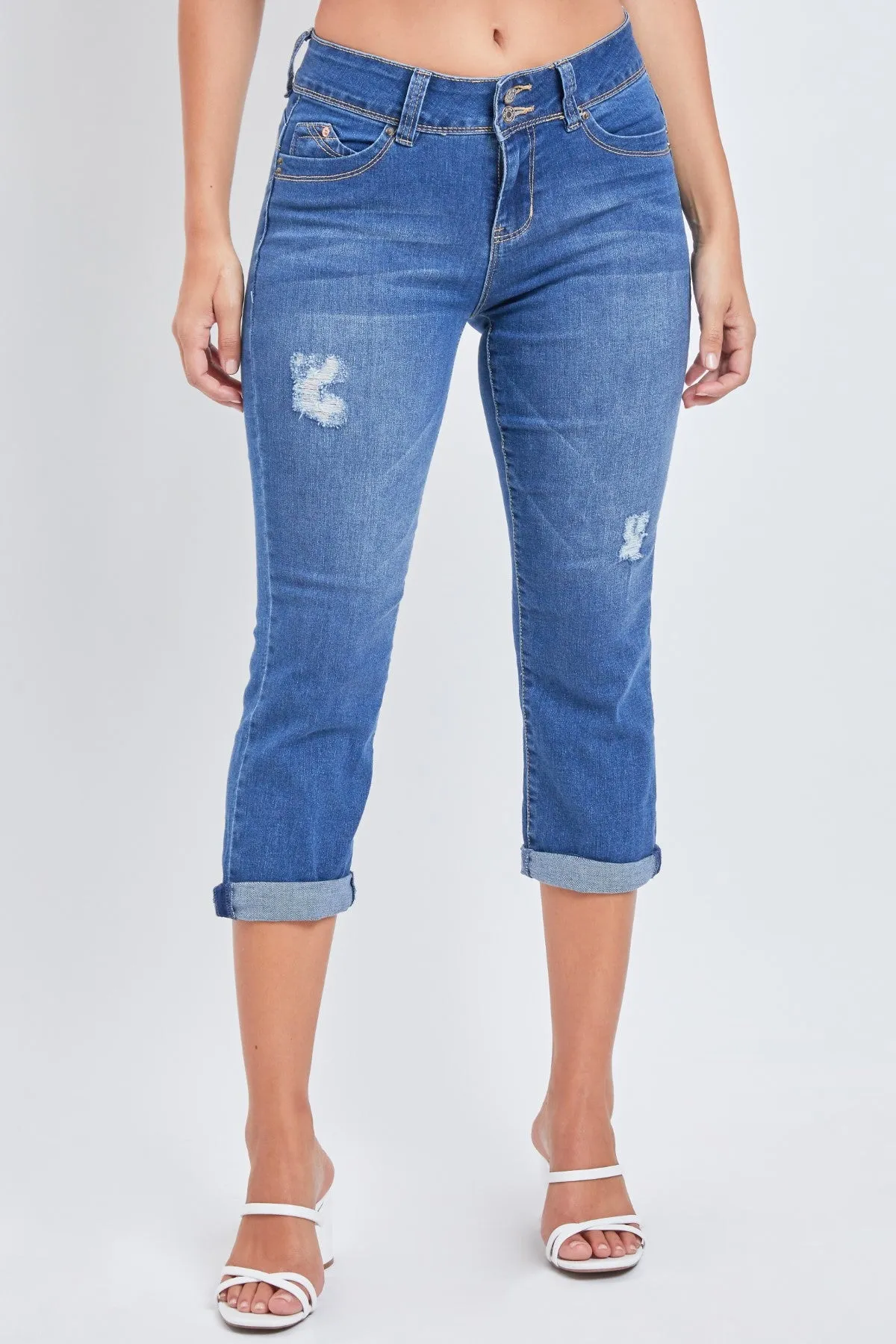 Junior Wannabettabutt 2 Button High-Rise Double Roll Up Cropped Jean, Pack Of 12