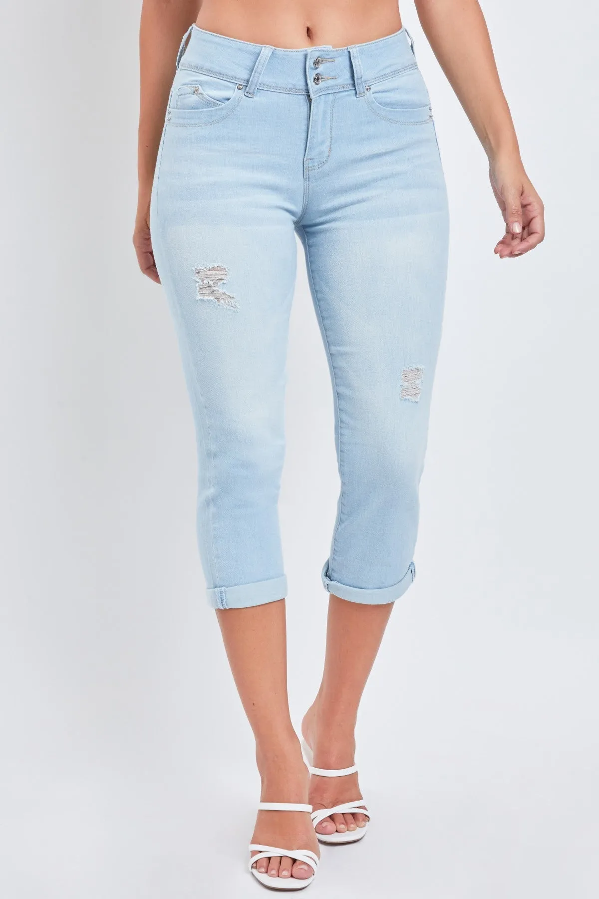 Junior Wannabettabutt 2 Button High-Rise Double Roll Up Cropped Jean, Pack Of 12