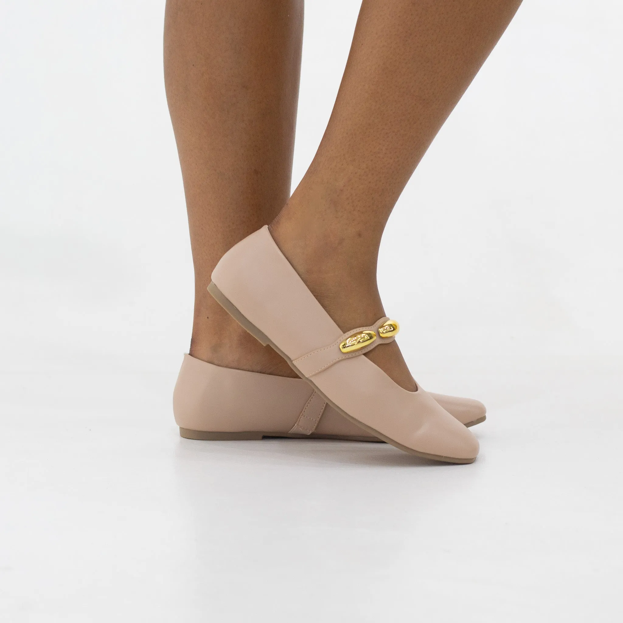 Kumo flat ballarina with gold trims pump shoe