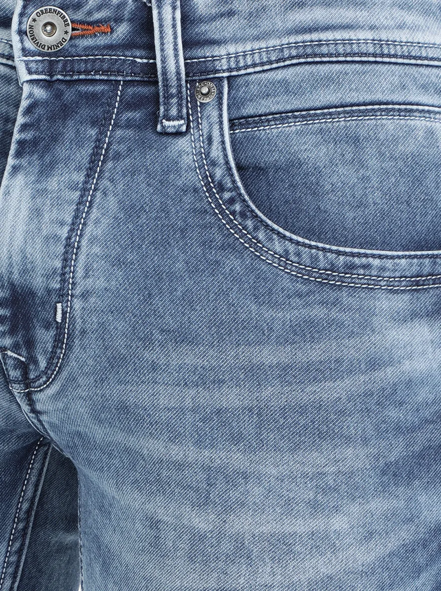 Light Blue Washed Narrow Fit Jeans | Greenfibre