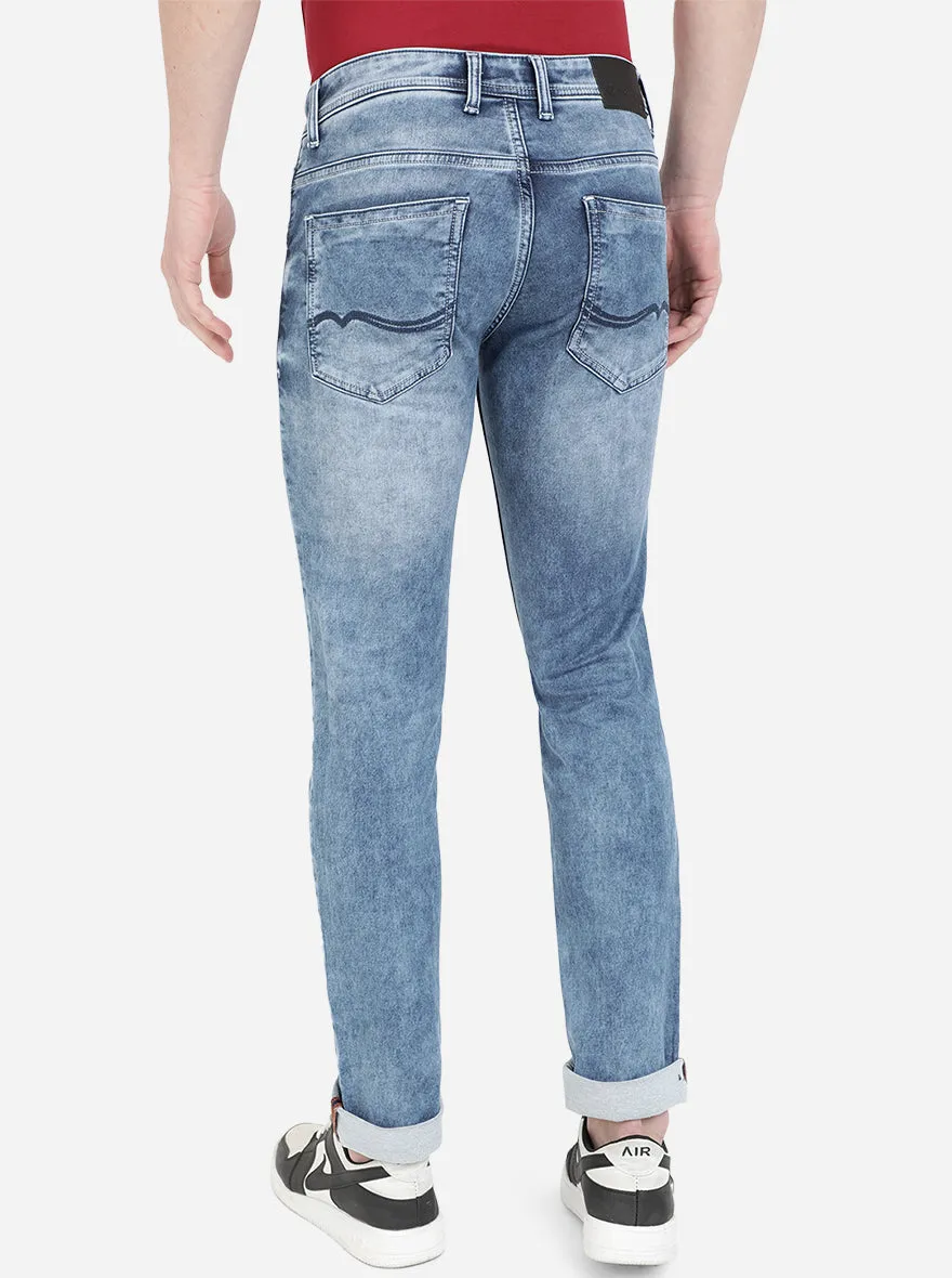Light Blue Washed Narrow Fit Jeans | Greenfibre