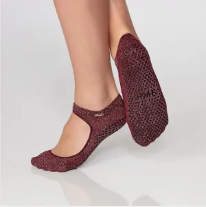 MARY JANE REGULAR TOE METALLIC - BURGUNDY W/ SILVER