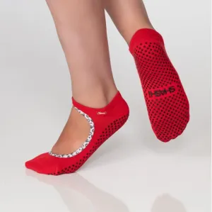 MARY JANE REGULAR TOE WITH TRIM - RED W/ LEOPARD