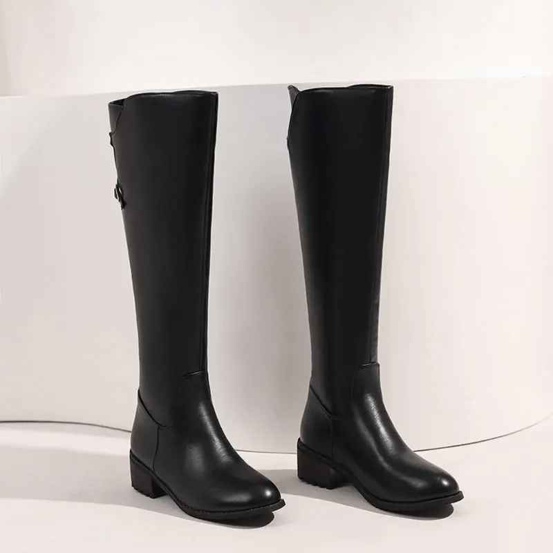 Mason | Women's Mid Calf Boots Low Heel Knee High Boot Fashion Zip Winter Boots