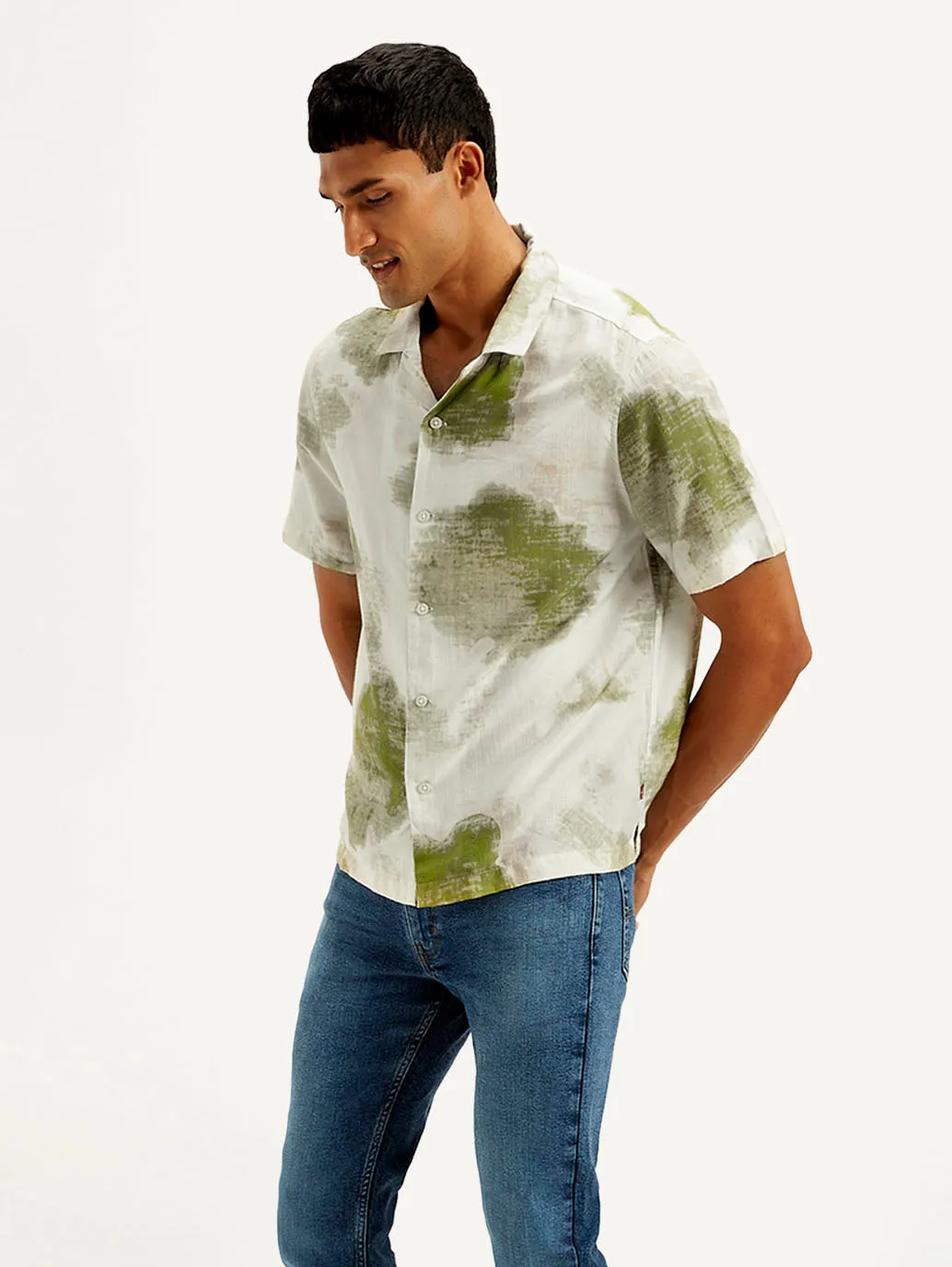 Men's Resort Collar Abstract Relaxed Fit Shirt