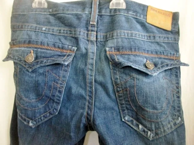 Mens TRUE RELIGION RICKY RELAXED STRAIGHT FLAGSTONE JEANS Denim PANTS BLUE 34 X 34 Dungarees