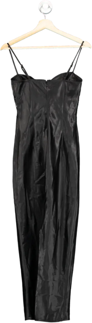 MISSPAP Black Satin Midi Dress UK 8