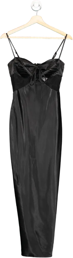 MISSPAP Black Satin Midi Dress UK 8