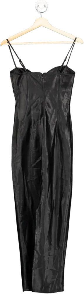 MISSPAP Black Satin Midi Dress UK 8