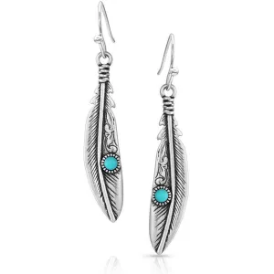 Montana Silversmiths Solo Flight Turquoise Feather Earrings