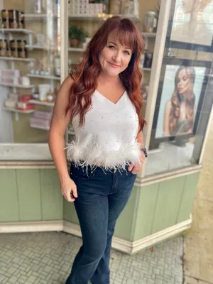 Off White Feather Top