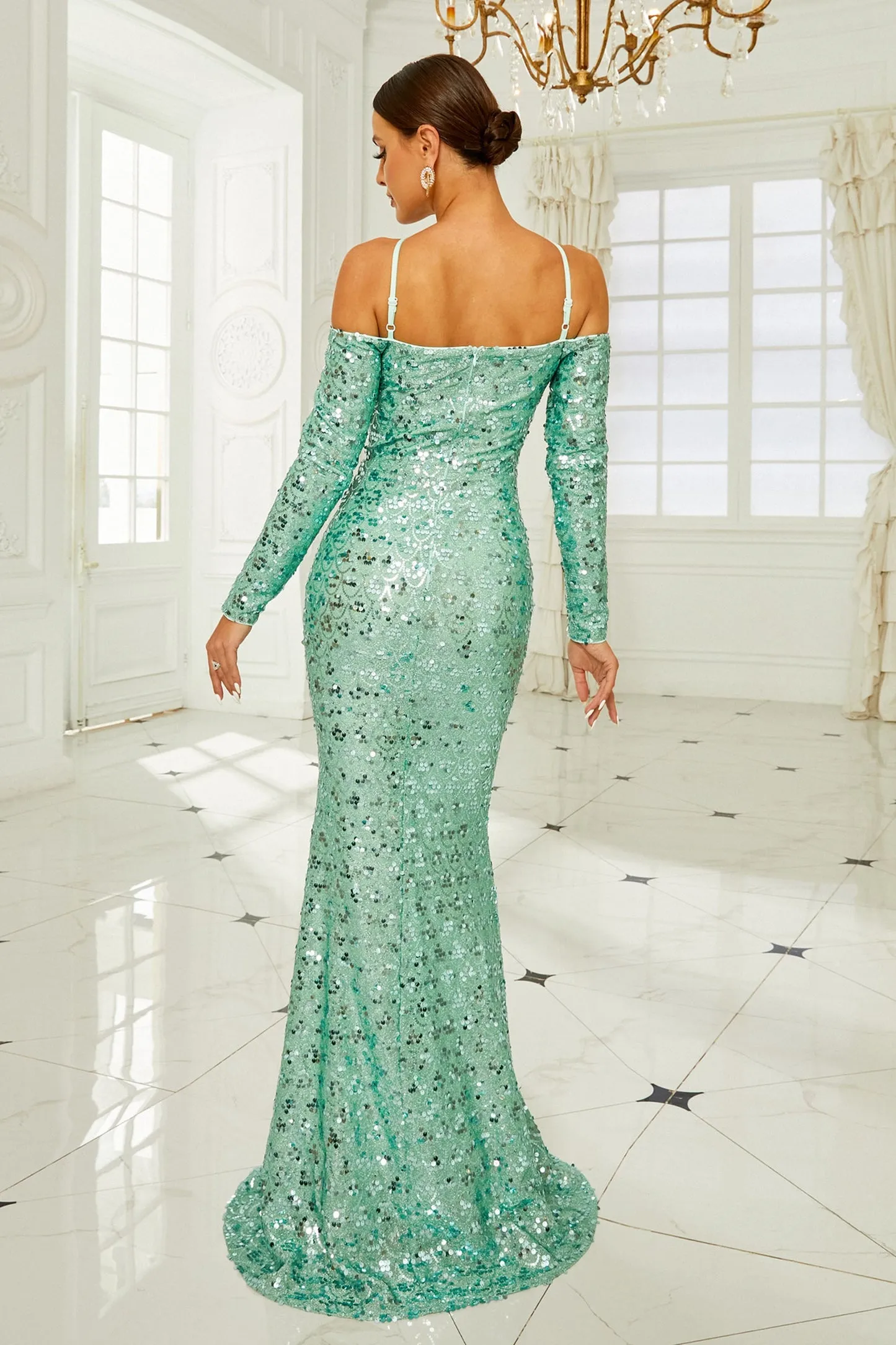 One Shoulder Ruched Draped Side Floor Length Formal Dress