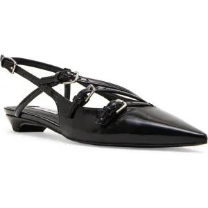 Peony Black Patent Strappy Buckle Flats