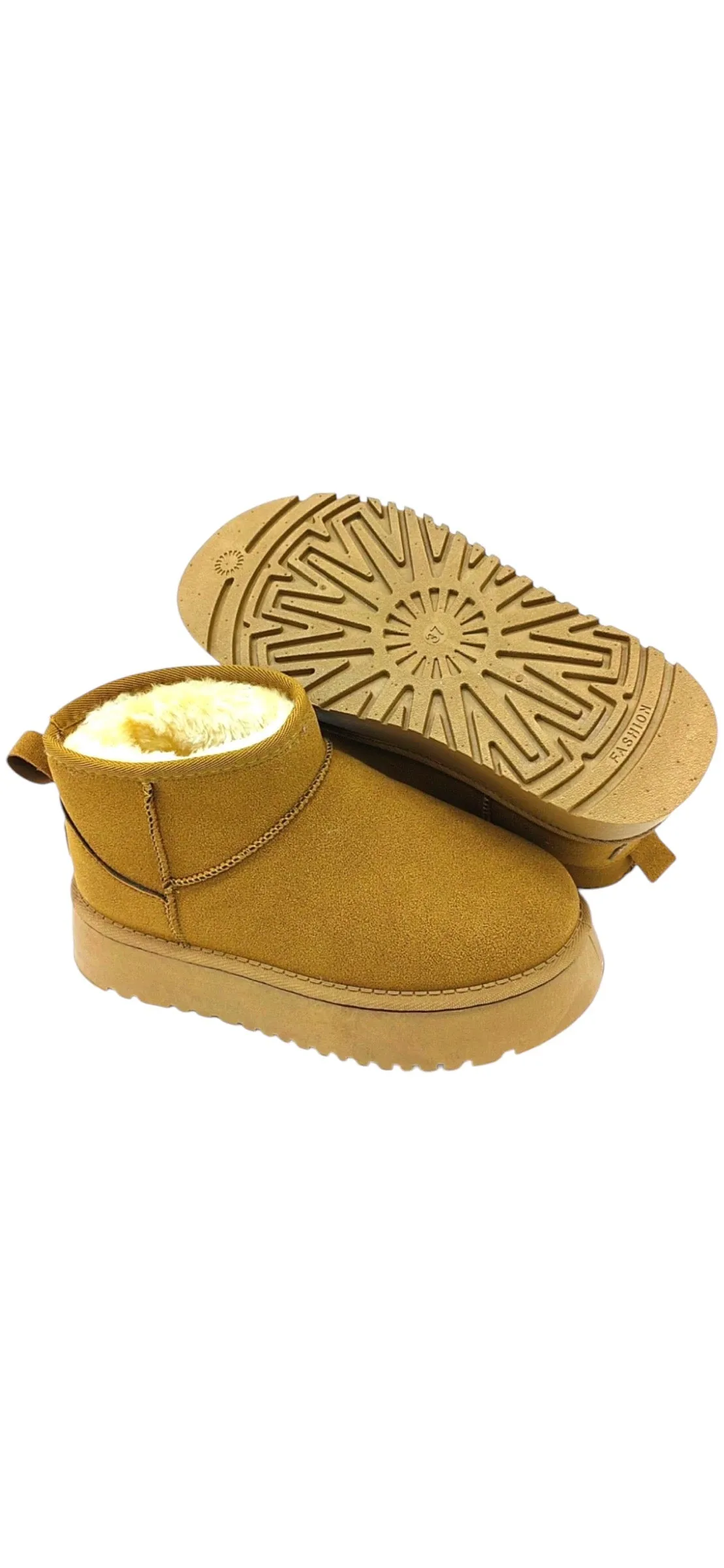 Platform Faux Fur Suede Ankle Boots