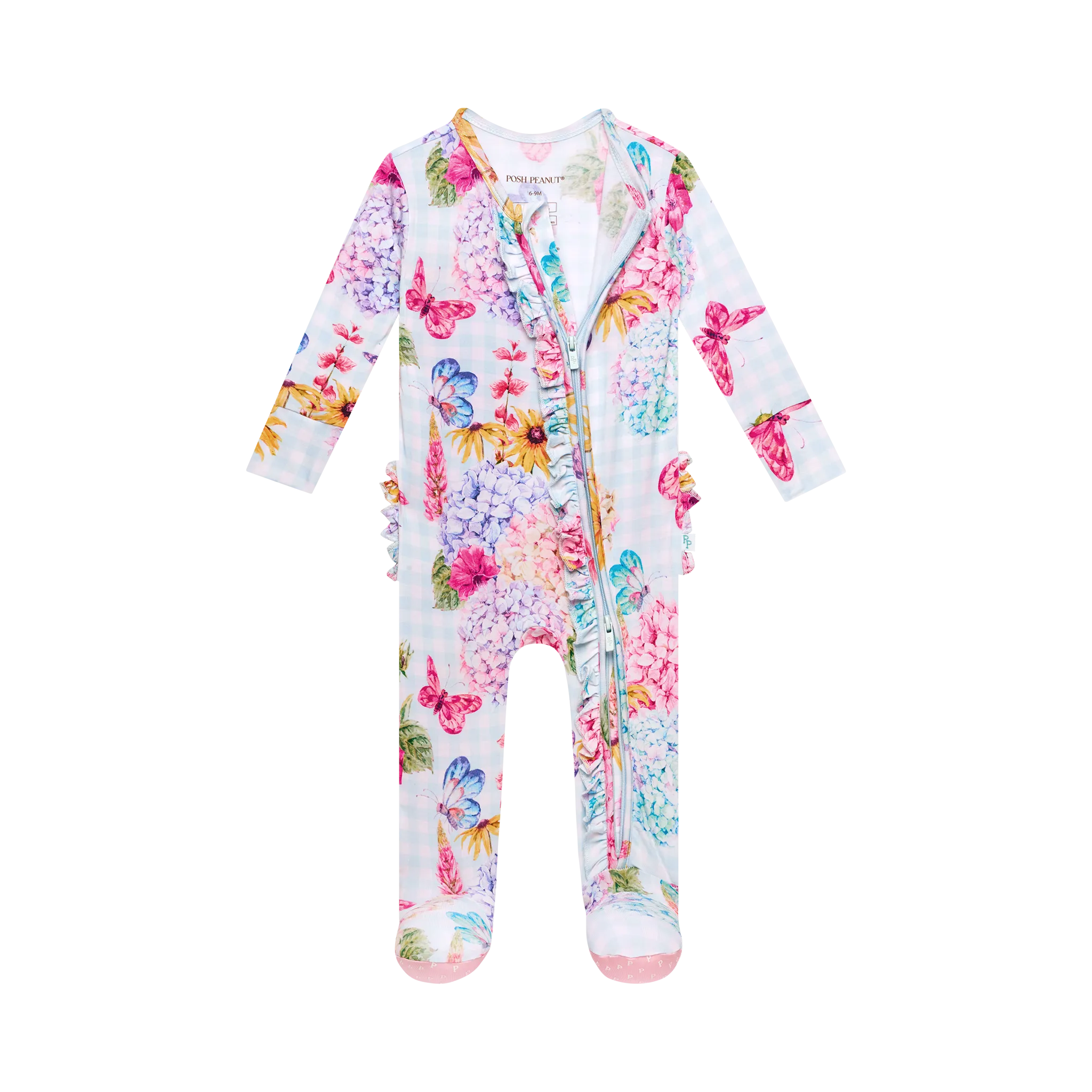 Posh Peanut Nicolette Ruffled Zippered Footie