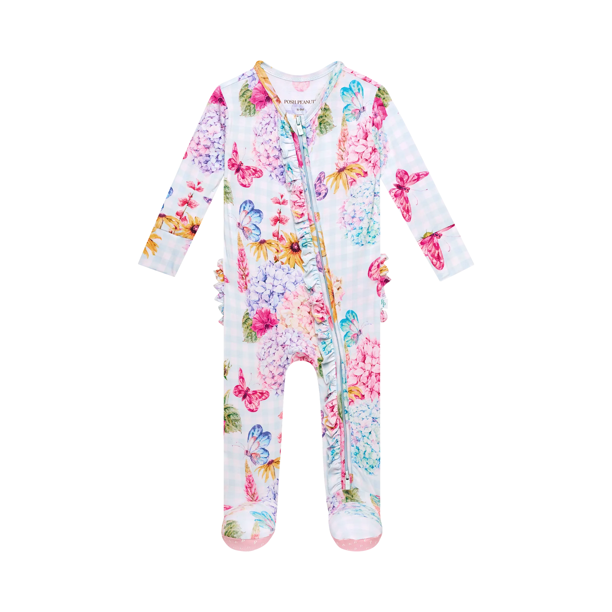 Posh Peanut Nicolette Ruffled Zippered Footie
