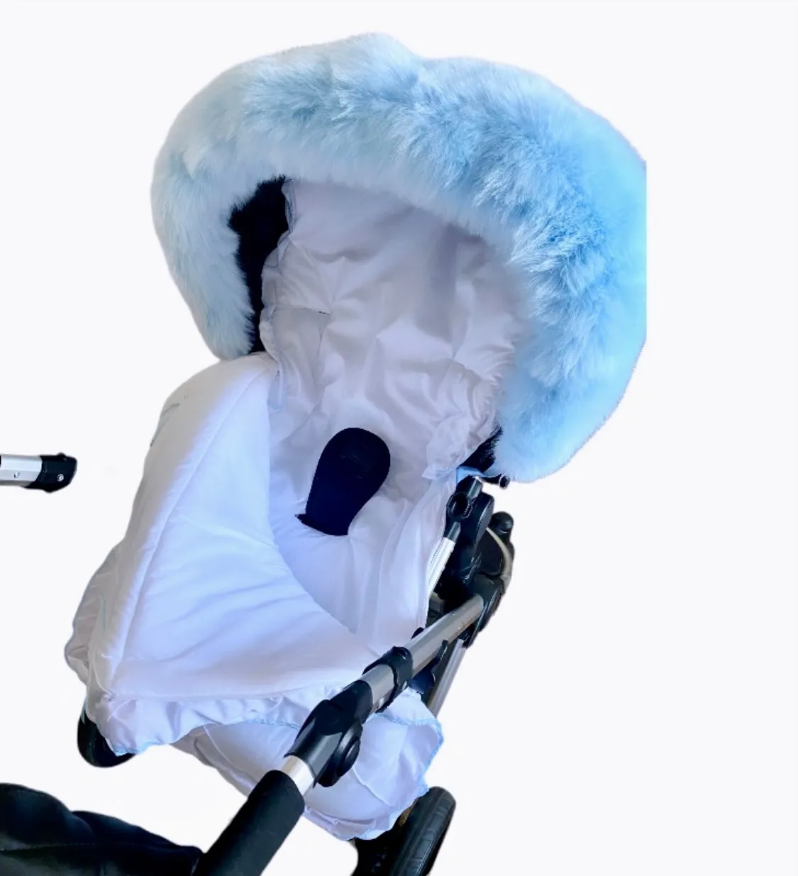 Pram Footmuff Cosy Toes - White with Blue Bows