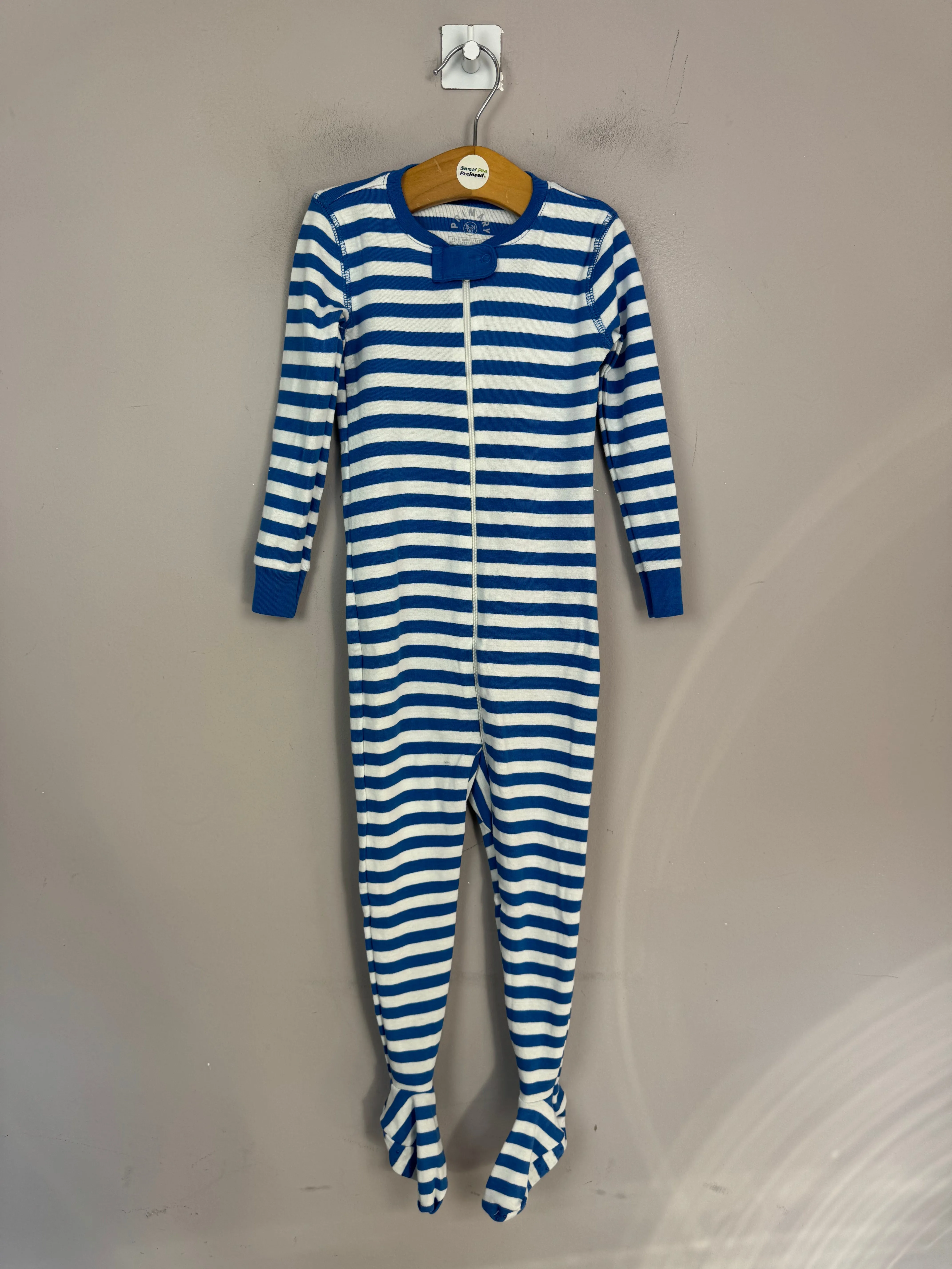 Primary Organic Sleepsuit - Blue Stripes (new) 18-24m