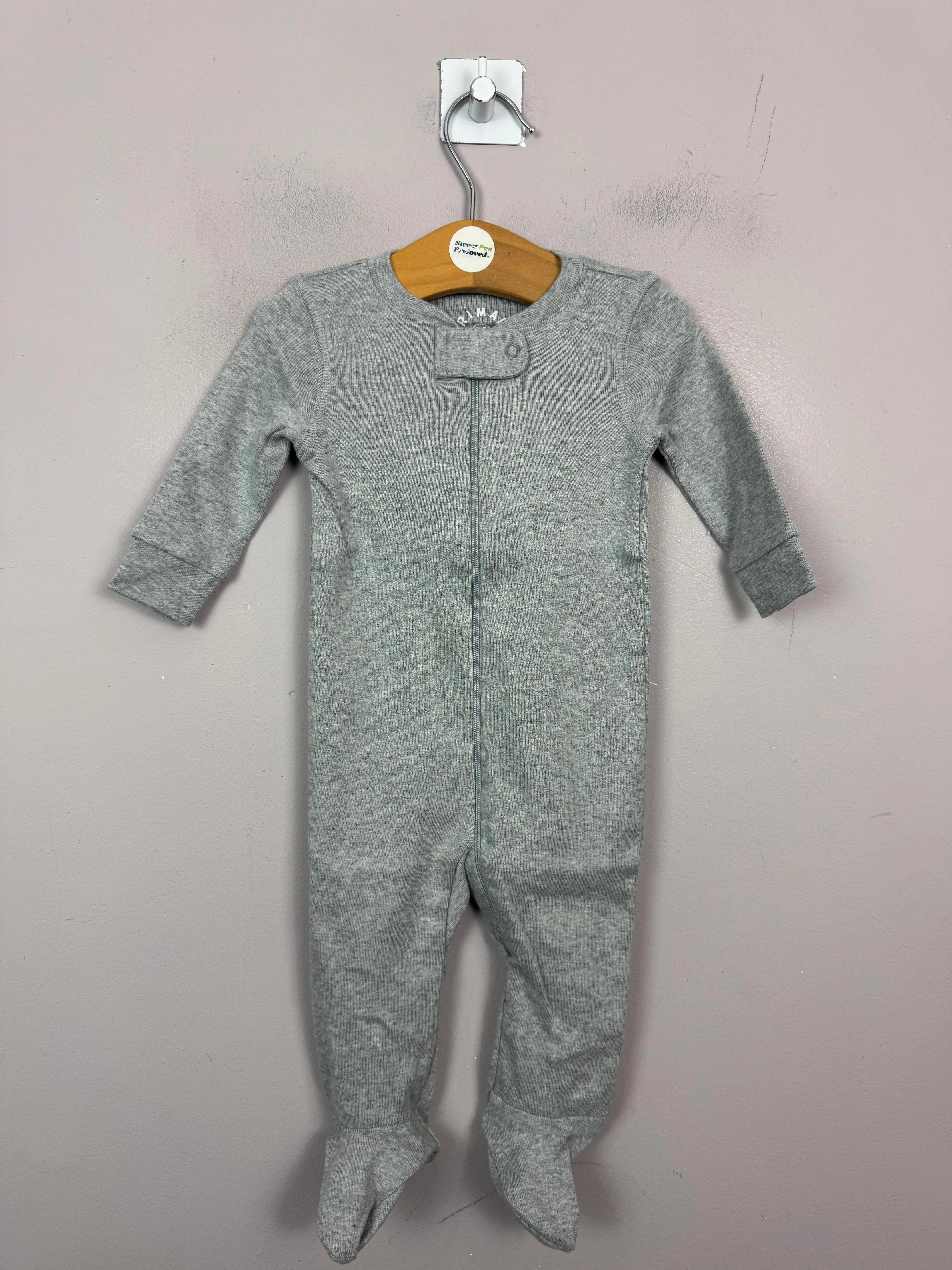 Primary Organic Sleepsuit - Plain dye Grey (New) Newborn, 0-3m