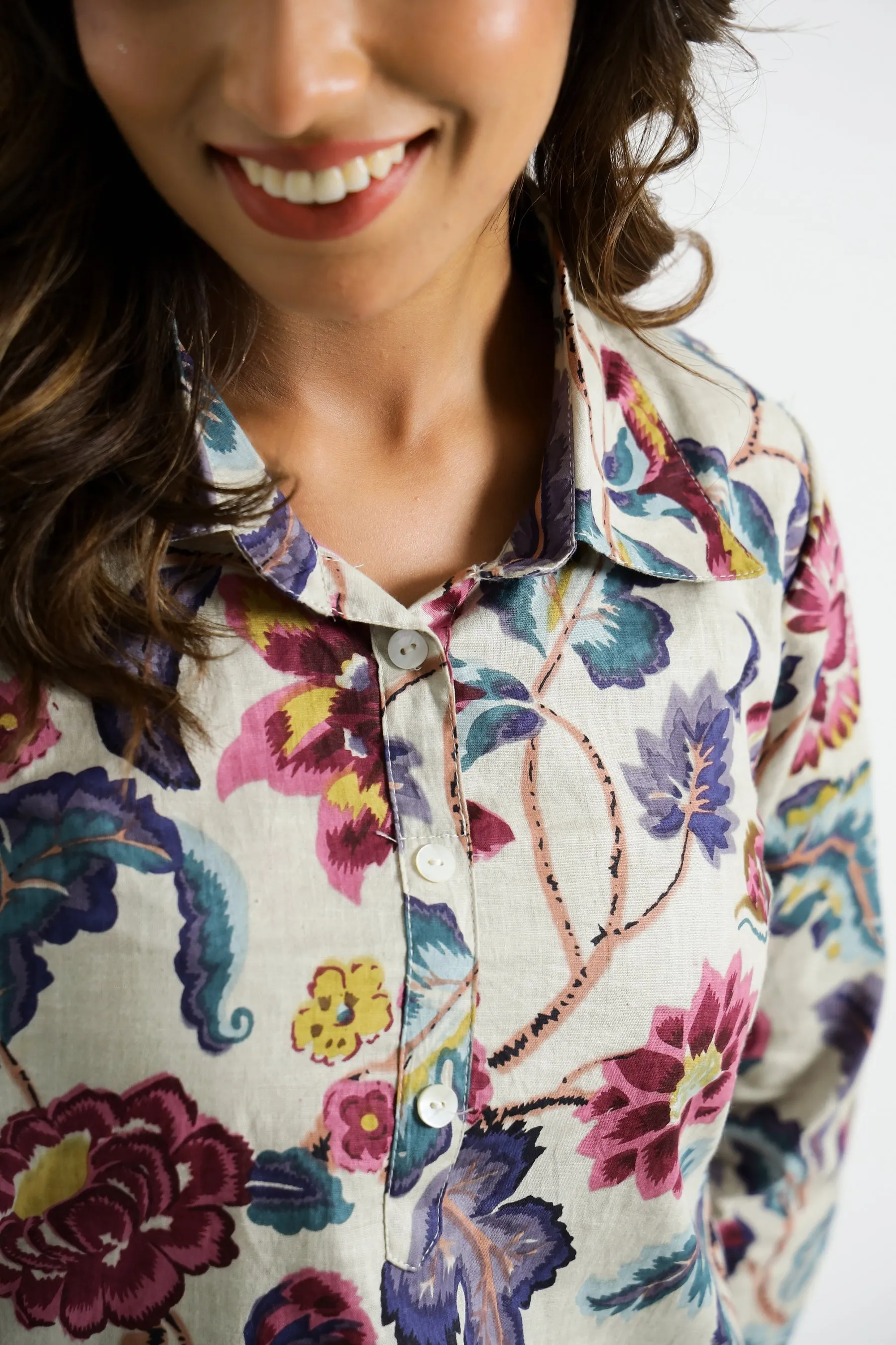 RheyCart Women's Cotton Rayon Printed V Neck 3/4th Sleeve Multicolor Co Ord Set For Women