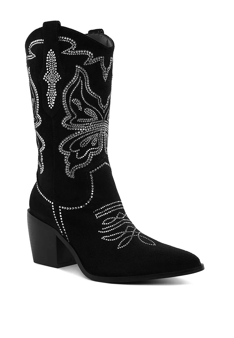 Rhinestones Embellished Cowboy Boots By RUW