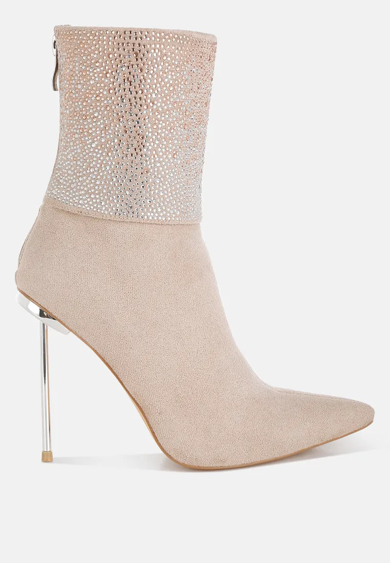 Rhinestones Embellished Foldover Boots By RAG