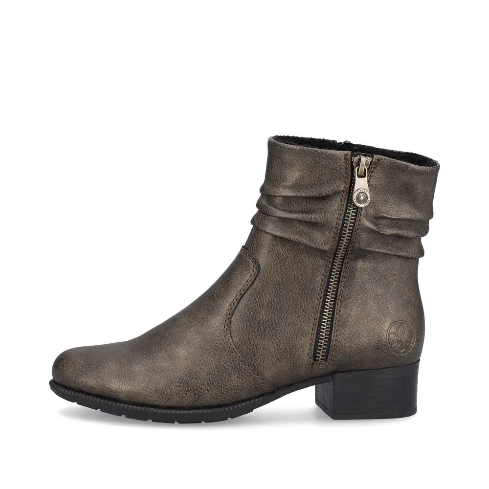 Rieker 78656-90 Womens Leather Boots Metallic