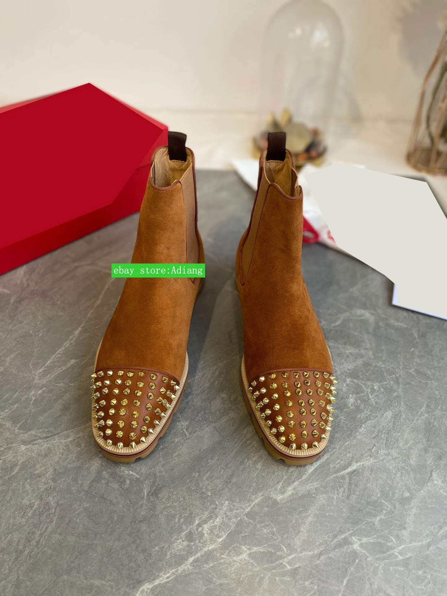 rivet leather cool ankle boots men 39-47 fashion street shoes flats 2023 top quality