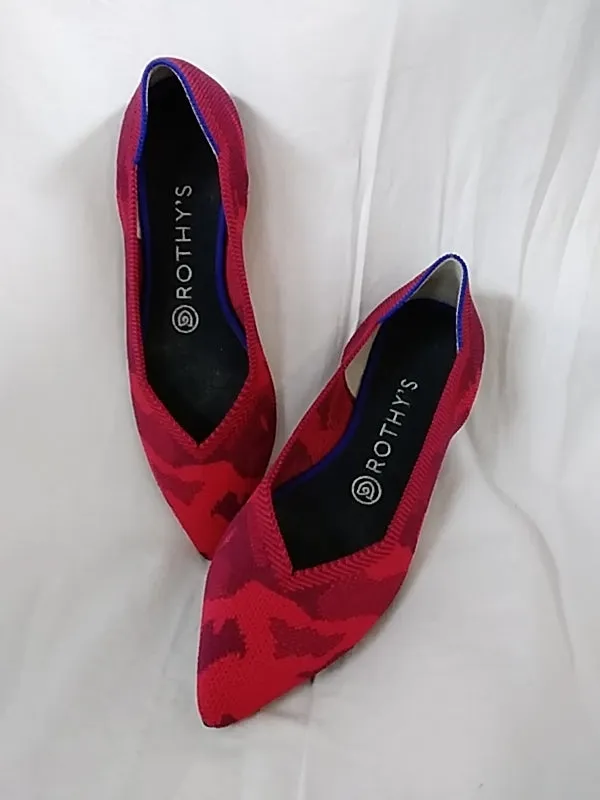 Rothy’s The Point Women's Size 7.5 US Red Camo Slip On Ballet Flat Shoes